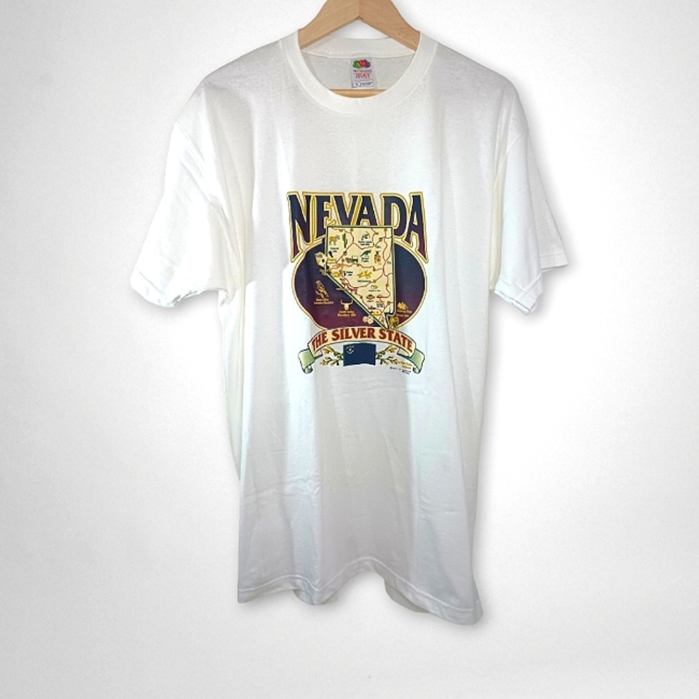 Y2K Las Vegas Souvenir Heavyweight Cotton T-Shirt - Size XL - White
